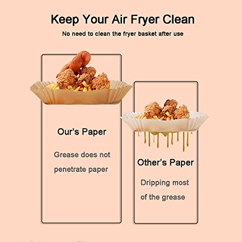 Air Fryer Liner Disposable 100PCS, Non-Stick Air Fryer Parchment Paper Oil-proof, Water-proof for Air Fryer Basket, Baking, Roasting, Microwave with 100PCS BPA free Gloves & Silicon Liner 4