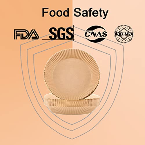 Air Fryer Liner Disposable 100PCS, Non-Stick Air Fryer Parchment Paper Oil-proof, Water-proof for Air Fryer Basket, Baking, Roasting, Microwave with 100PCS BPA free Gloves & Silicon Liner 3