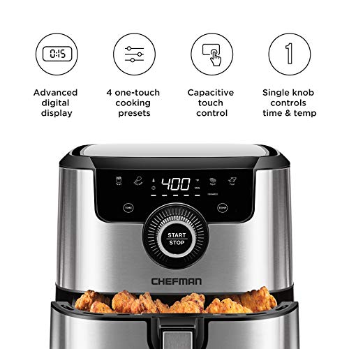 CHEFMAN Air Fryer Healthy Cooking, 4.5 Qt & Disposable Air Fryer Liners, Heat-Resistant Parchment Paper For Baskets, 100 Pack, 7? Round 4