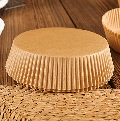 Air Fryer Disposable Paper Liner, 100PCS Natural Parchment Paper Non-Stick Air Fryer Liners Cooking Paper, Oil-Proof, Water-Proof, Food Grade Parchment for Roasting Microwave Oven Steamer 5