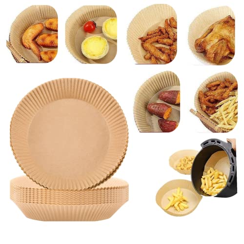 Air Fryer Disposable Paper Liner, 50PCS 6.3" Air Fryer Cooking Parchment Paper for Baking, Non-Stick Air Fryer Liners Oil-proof Water-proof, Food Grade Parchment for Baking Roasting Microwave (coffee) 2