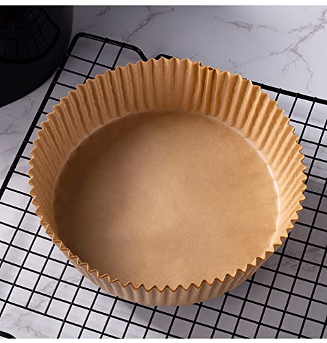 Air Fryer Disposable Paper Liner, 100PCS Natural Parchment Paper Non-Stick Air Fryer Liners Cooking Paper, Oil-Proof, Water-Proof, Food Grade Parchment for Roasting Microwave Oven Steamer 4