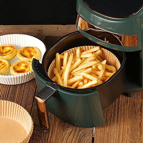 Air Fryer Disposable Paper Liner, 100PCS Natural Parchment Paper Non-Stick Air Fryer Liners Cooking Paper, Oil-Proof, Water-Proof, Food Grade Parchment for Roasting Microwave Oven Steamer 6