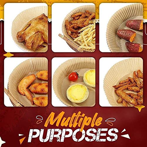 Air Fryer Disposable Paper Liner,50PCS Inside Diameter 6.3"Outer Diameter 7.9"Non-Stick Air Fryer Liners Round, Oil-proof, Water-Proof, for Air Fryer Baking Roasting Microwave (50, A) 5