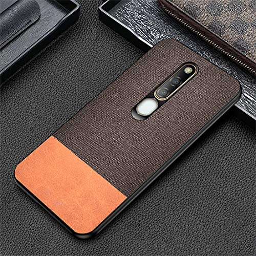 ZHANGJUN Phone PC Case Shockproof Splicing PU + Cloth Protective Case for Oppo F11 Pro (Brown) Smartphone Cover (Color : Brown) 3