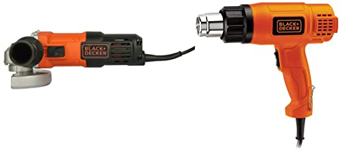 BLACK+DECKER G650 650W 4-Inches 100mm Small Angle Grinder With BLACK+DECKER KX1800 1800W Dual Temperature Heat Gun 1