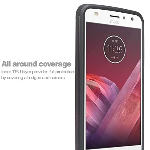 Motorola Moto Z2 Force Case,[Shock Absorption/Impact Resistant] Diamond Rhinestone Hybrid Dual Layer Armor Defender Protective Case Cover for Moto Z2 Force - Hot Pink Heart 3