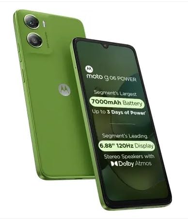 Motorola Moto g06 Power (Pantone Tendril, 4GB RAM, 64GB Storage) | 7000mAh Battery | 6.88" 120Hz HD+ Display | 50MP Camera | Android 15 | MediaTek Helio G81 | IP64 | Gorilla Glass 3 3
