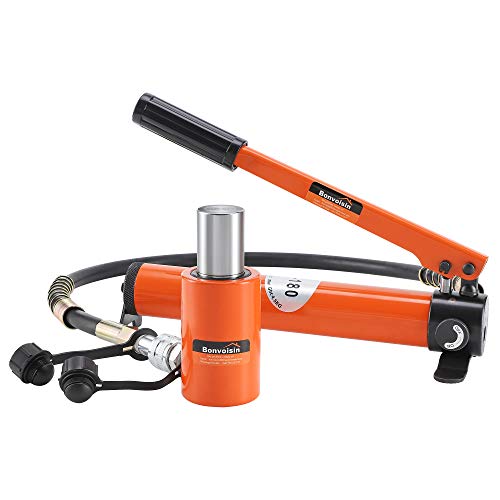 Bonvoisin 20T Hydraulic Cylinder Jack Porta Power Ram 2" Stroke Mini Single Acting Lifting Cylinders with Hydraulic Hand Pump for Machinery Shipbuilding 1