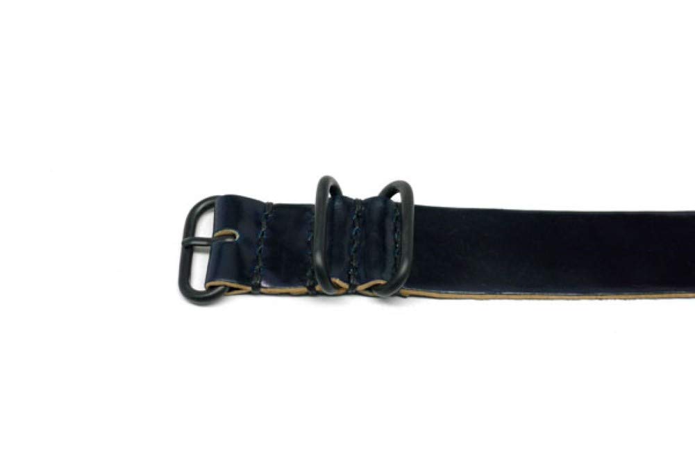 Da Luca Shell Cordovan 1 Piece Military Watch Strap - Navy (PVD Buckle) : 24mm 5