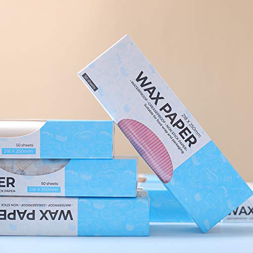 twlead Wax Paper Sheets - Colored Candy Wrap for Sandwiches, Picnics & Disposable Food Wrapping (Pink Strips, 50 Sheets) 2