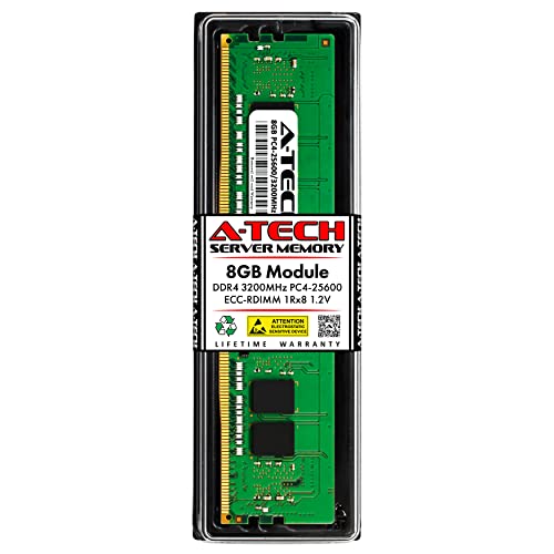 A-Tech 8GB RAM Replacement for Dell SNP6VDNYC/8G, SNP6VDNYC/8VXR, AA783420, AA799041, AA810825, AB214250, 6VDNY, 06VDNY | DDR4 3200MHz PC4-25600 1Rx8 ECC Registered RDIMM Single Server Memory Module 1