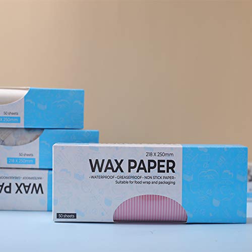 twlead Wax Paper Sheets - Colored Candy Wrap for Sandwiches, Picnics & Disposable Food Wrapping (Pink Strips, 50 Sheets) 5