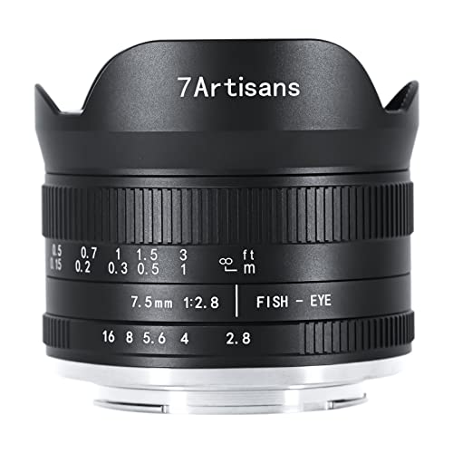 7artisans 7.5mm f2.8 Mark II APS-C Fisheye Wide Angle Manual Fixed Lens for Canon Eos-M Mirrorless Camera Like Canon Eos-M1 Eos-M2 Eos-M3/M5/M6/M10/M50 1