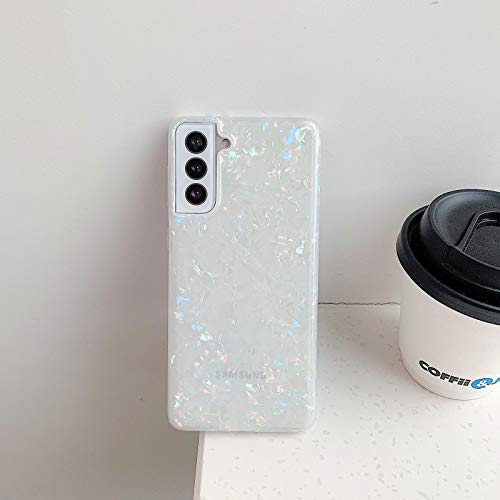 YeLoveHaw Phone Case Designed for Samsung Galaxy S21 5G for Women Girls, Glitter Pearly-Lustre Shell Pattern [ Soft, Slim, Full-Around Protective] Compatible with SamsungS21 6.2'' (Colorful) 5