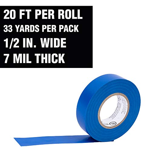 Cambridge Vinyl Electrical Tape, 1/2-In x 20-Ft x 7 Mil, Multi-Color, 5-Rolls, Indoor/Outdoor Use, Flame Retardant, Water Resistant, UL/CSA Listed, Industrial and Contractor Grade 3