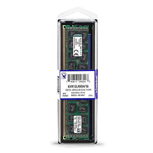 Kingston ValueRAM 16GB 1333MHz DDR3 PC3-10600 ECC Reg CL9 DIMM DR x4 1.35V Server Memory KVR13LR9D4/16 4