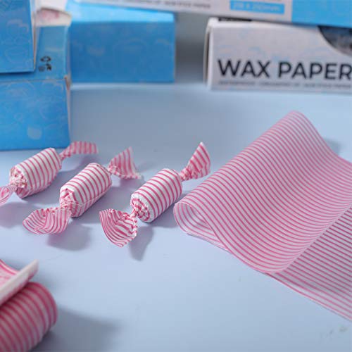 twlead Wax Paper Sheets - Colored Candy Wrap for Sandwiches, Picnics & Disposable Food Wrapping (Pink Strips, 50 Sheets) 4