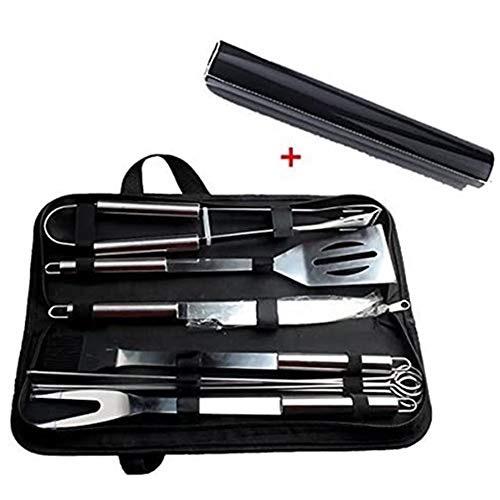 Barbecue Accessories BBQ Grill Tools with Mat 10 PCS Grill Set Stainless Steel Utensils With A Grill Mat BBQ Tool Stainless Steel Spatula, Fork, Tongs, & Basting Brush In Carrying Case - GREAT GIFT 1