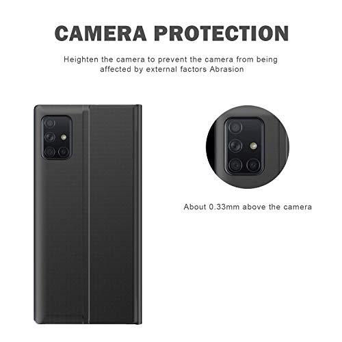 A71 Case for Samsung Galaxy A71 5G Case Leather with Kickstand Clear View Flip Folio Smartphone Case for Women Waterproof Shockproof Protective Cover for Galaxy A71 6