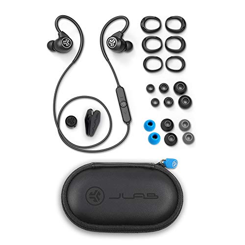 JLab Epic Sport2 Wireless Earbuds, Black, Active Lifestyle 20+ Hour Battery Life, Bluetooth 5, IP66 Sweatproof, Built in Microphones, Noise Isolation, Extra Gel Tips & Cush Fins 3