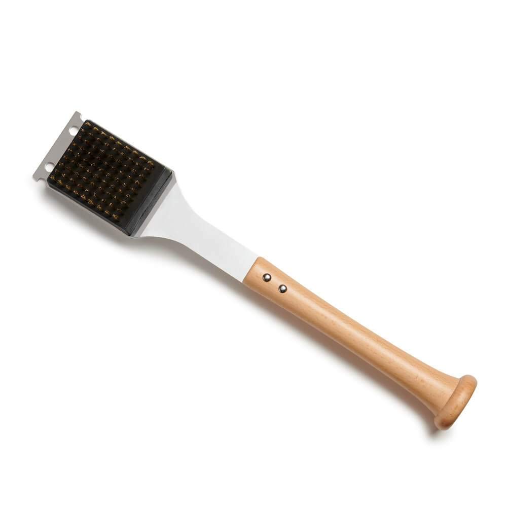 Baseball BBQ | 'Brushback' Grill Scraper Tool | BBQ Grilling Accessories & Utensils for Baseball Fans | Patented Wooden Bat Handle & Quality Stainless Steel for Dad | Add to Set 1