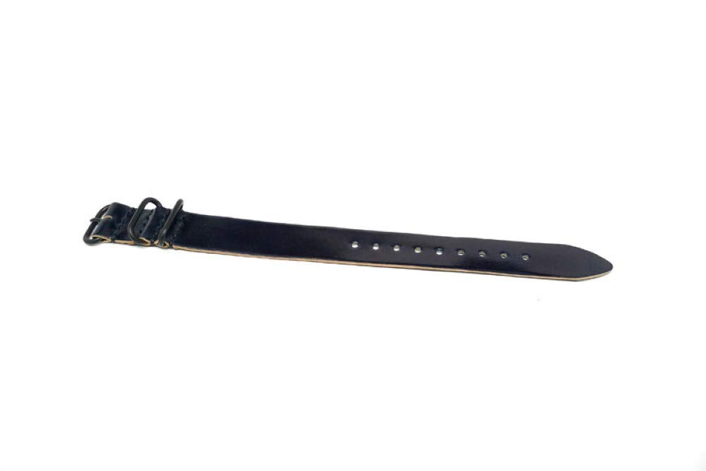 Da Luca Shell Cordovan 1 Piece Military Watch Strap - Navy (PVD Buckle) : 24mm 3