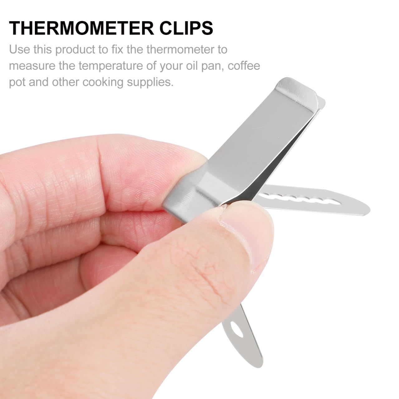 HAKIDZEL 4pcs Thermometer Fixing Clip Smoker Probe Clip Metal Thermometer Clip BBQ Holder Grill Thermometer Holder Food Thermometer Digital Stainless Steel Clamp Baking Tongs Barbecue Work 4