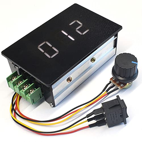 Adjustable Digital display 6-60V 20A PWM DC Brushed Motor Speed Controller Switch Control 12V 24V 36V 48V Forward Brake Reverse For power wheels regulation (20A PWM) 1