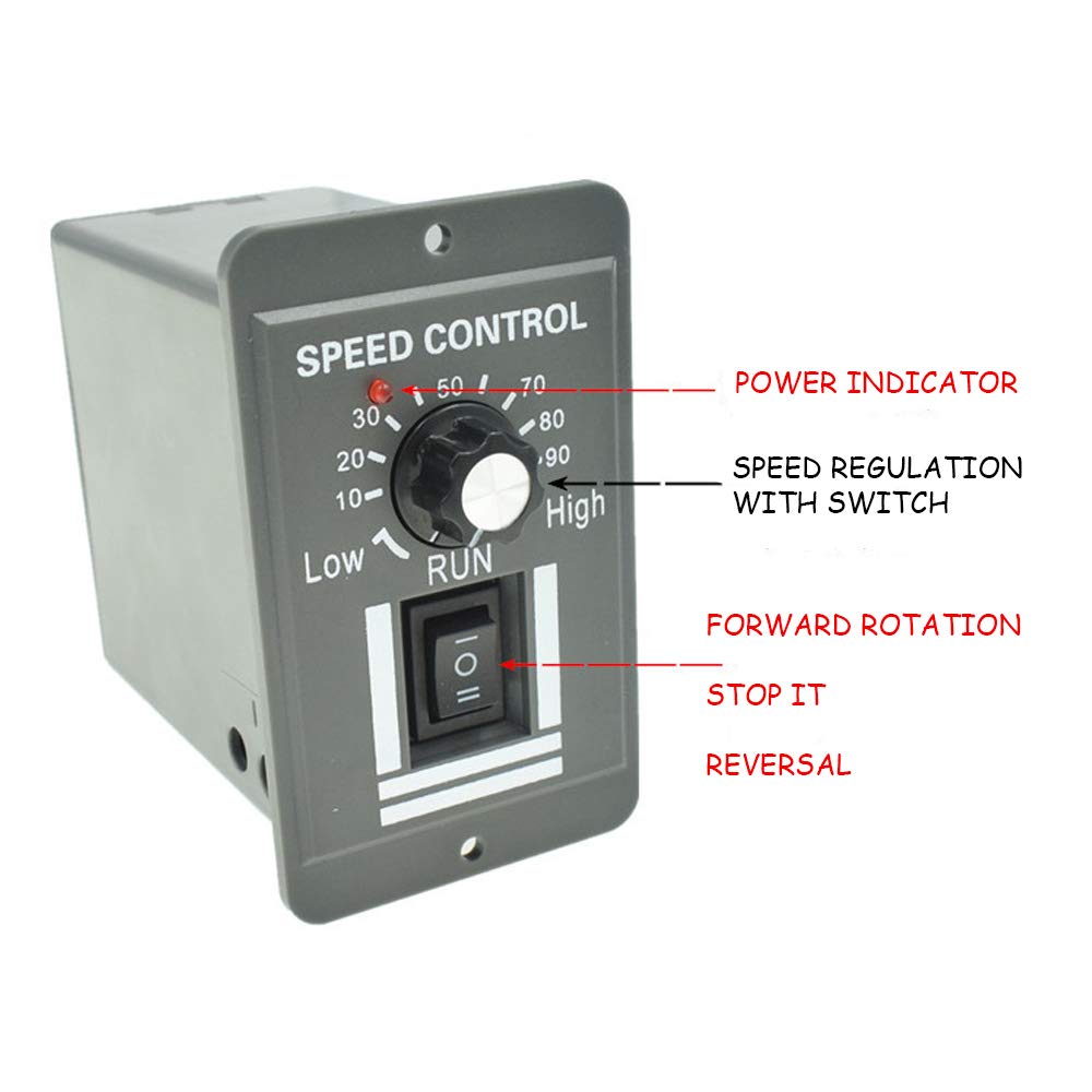 WSDMAVIS 1 Pcs DC 9-60V 10A PWM Motor Speed Controller DC Brushed Motor Speed Controller Regulator with Control Switch 4