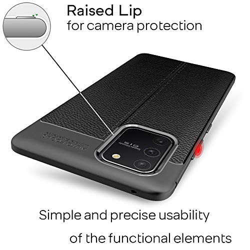 NALIA Design Cover Compatible with Samsung Galaxy S10 Lite Case, Leather Look Skin Stylisch Protective Silicone Phonecase, Slim Shockproof Rugged Bumper Anti-Slip Mobile Soft Rubber Coverage - Black 3