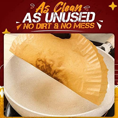 HGSM Air Fryer Disposable Paper Liner, Non Stick Air Fryer Paper Liners ,Food Grade Parchment ,for Wood Color 7.9 kd-001 0 6