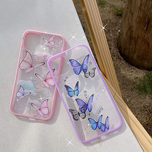 hzcwxqh Compatible with iPhone 12 Case, Compatible with iPhone 12 Pro Case, Cute Bling Glitter Clear Iridescent Butterfly for Women Slim Thin Soft Silicone [ Stars Shockproof Drop Protection] 4