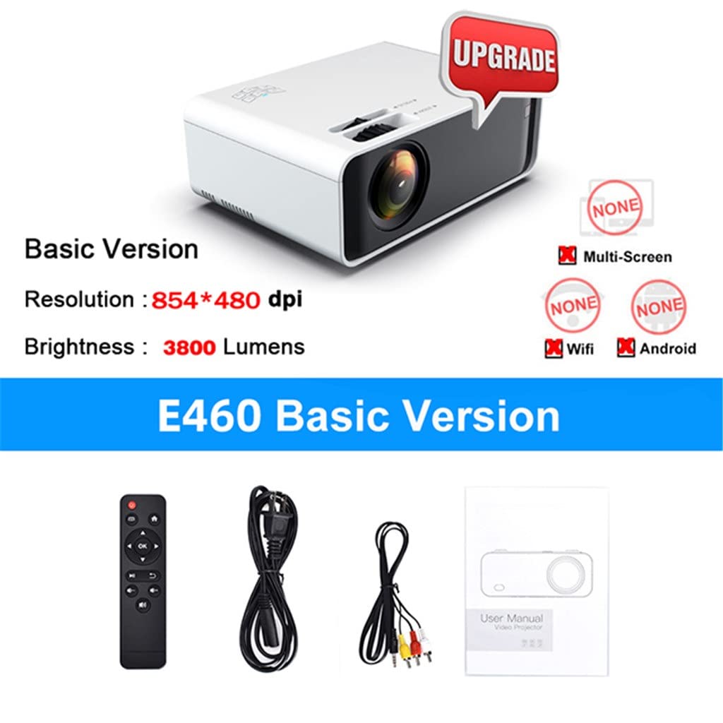 E460 LED Projector Mini Projector for Smartphone, or USB for iPhones Android Phone, Video Beamer (Color : E) (D ) 3