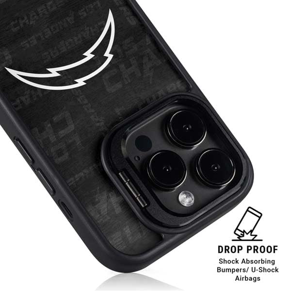 Skinit Kickstand Phone Case Compatible with iPhone 15 Pro - Officially Licensed NFL Los Angeles Chargers Black & White Design 5
