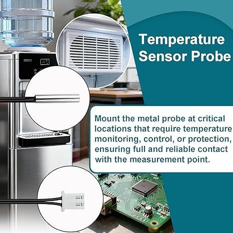 Waterproof NTC Thermistor Temperature Sensor Probe 10K 1%, 4×20mm, -20 to 105°C, 400mm Wire for Microwave, Freezer, Toaster Suitable for Water Dispenser/DIY/HVAC, Ideal for The Masses 6