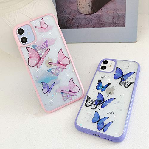 hzcwxqh Compatible with iPhone 12 Case, Compatible with iPhone 12 Pro Case, Cute Bling Glitter Clear Iridescent Butterfly for Women Slim Thin Soft Silicone [ Stars Shockproof Drop Protection] 3