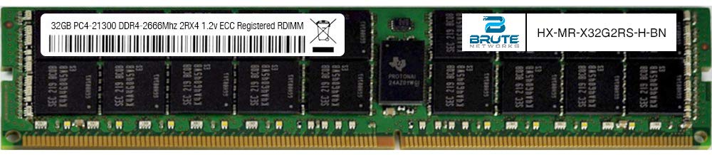 Brute Networks HX-MR-X32G2RS-H-BN - 32GB DDR4-2666MHz 2Rx4 ECC Registered RDIMM (Compatible with OEM PN# HX-MR-X32G2RS-H) 1