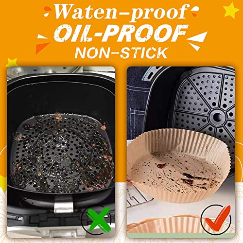HGSM Air Fryer Disposable Paper Liner, Non Stick Air Fryer Paper Liners ,Food Grade Parchment ,for Wood Color 7.9 kd-001 0 4