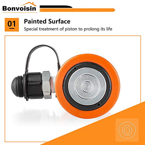 Bonvoisin 20T Hydraulic Cylinder Jack Porta Power Ram 2" Stroke Mini Single Acting Lifting Cylinders with Hydraulic Hand Pump for Machinery Shipbuilding 4