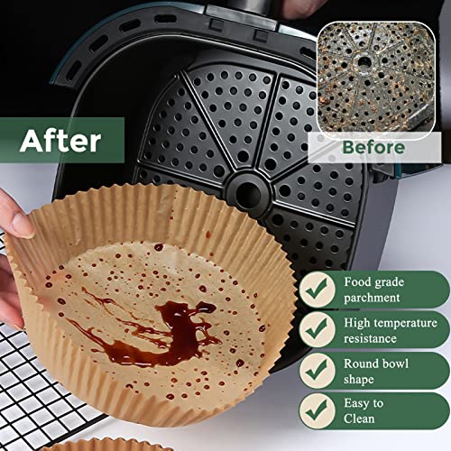 Air Fryer Disposable Paper Liner, 50 Pieces 6.3'' 2 to 6 Quart Waterproof Air Fryer Filters Nonstick Round Parchment Paper Liners Cooking Baking Paper for Ninja, Cosori and More 5