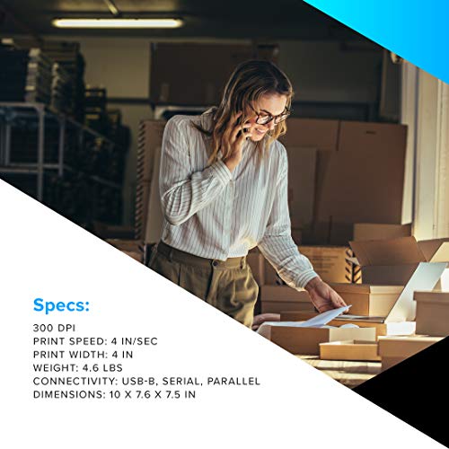 ZEBRA GX430t Thermal Transfer Desktop Printer Print Width of 4 in USB Serial and Parallel Port Connectivity Includes Peeler - GX43-102511-000 6