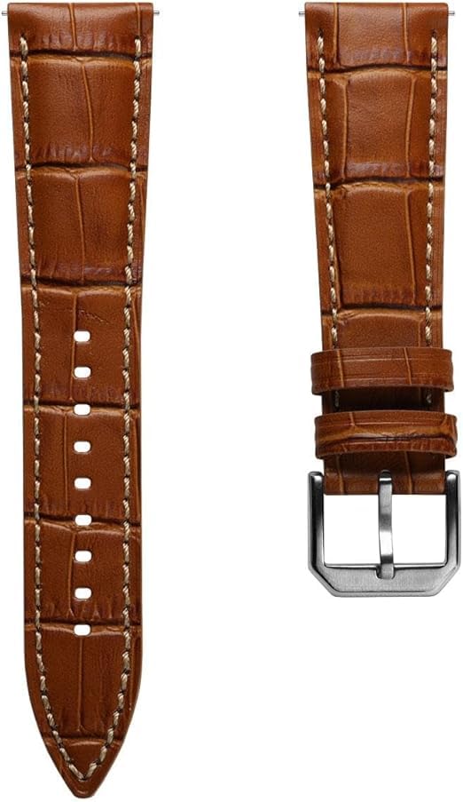 WatchGecko Carolina Gator Print Genuine Leather Watch Strap [Light Brown, 22mm] 1