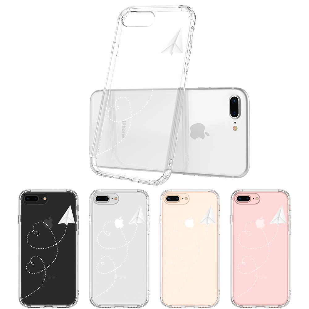 MOSNOVO Paper Plane Pattern Designed for iPhone 8 Plus Case/iPhone 7 Plus Case - Clear 3