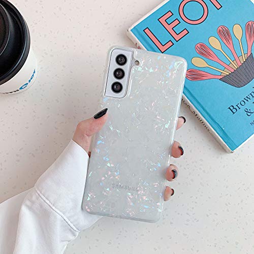 YeLoveHaw Phone Case Designed for Samsung Galaxy S21 5G for Women Girls, Glitter Pearly-Lustre Shell Pattern [ Soft, Slim, Full-Around Protective] Compatible with SamsungS21 6.2'' (Colorful) 2