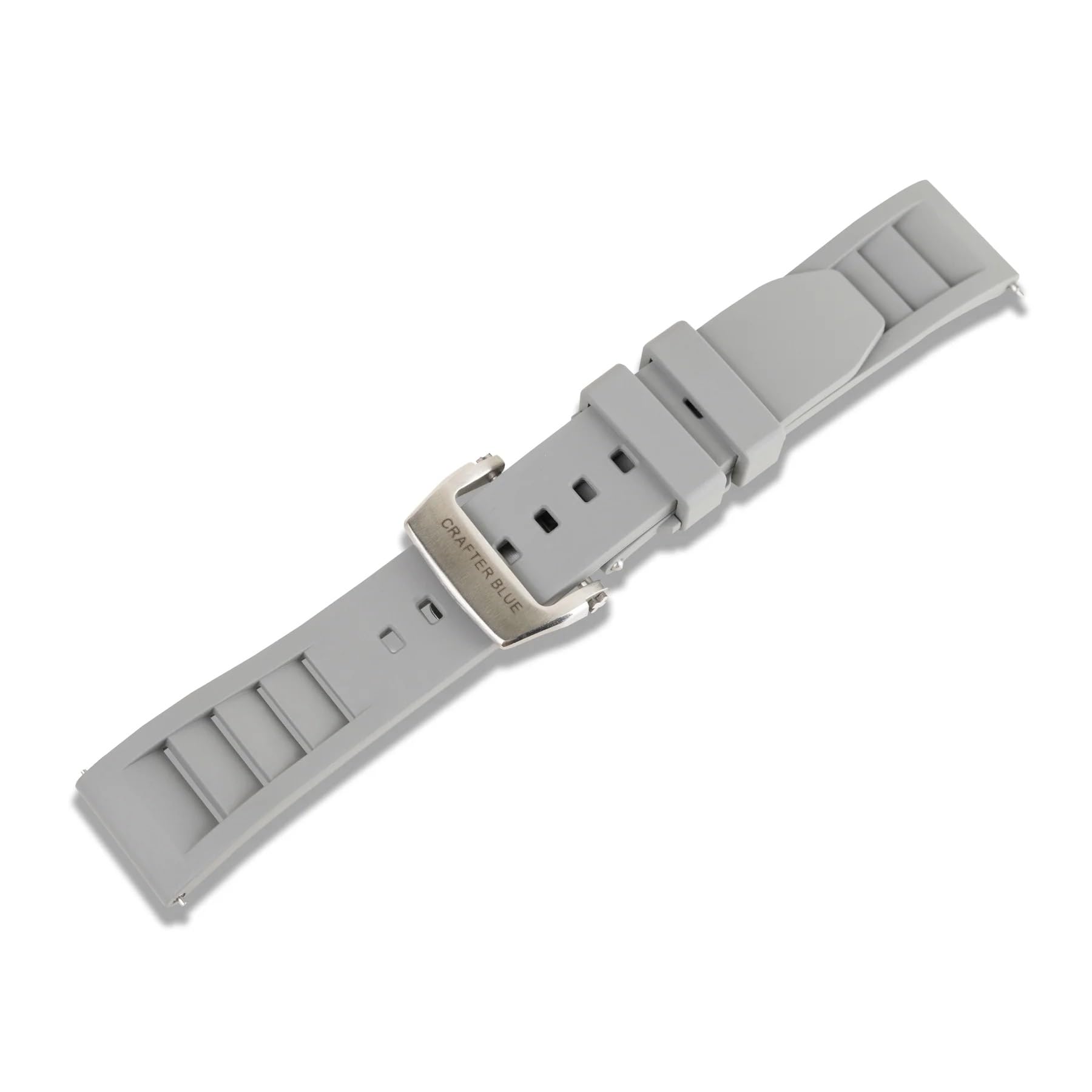 Crafter Blue UX08 Straight End Butterfly-clasp FKM Rubber Strap Replacement Band for All 20mm Width Lug Watches, Grey 1