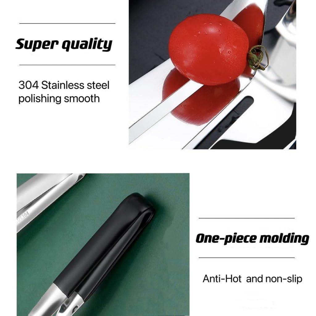 Jrsoul He Kitchen Cooking Tongs,Big Size Spatula Tong 12 Inch Multifunctional Stainless Steel Barbecue Clamp Food Flip Shovel Clip for Steak Fish Bread Hamburger BBQ Frying Pancake Pies Pizza 6