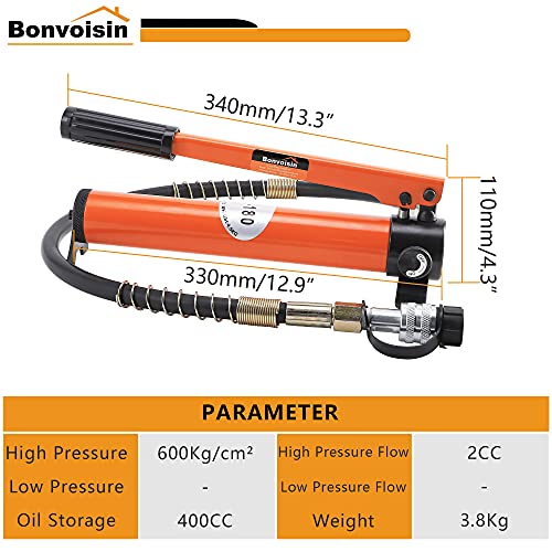 Bonvoisin 20T Hydraulic Cylinder Jack Porta Power Ram 2" Stroke Mini Single Acting Lifting Cylinders with Hydraulic Hand Pump for Machinery Shipbuilding 3