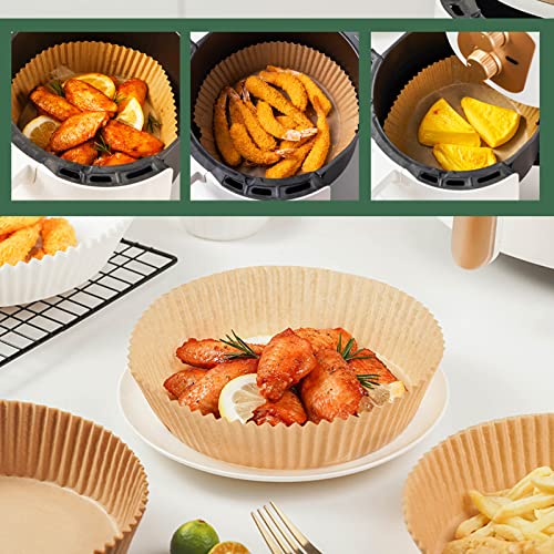 Air Fryer Disposable Paper Liner, 50 Pieces 6.3'' 2 to 6 Quart Waterproof Air Fryer Filters Nonstick Round Parchment Paper Liners Cooking Baking Paper for Ninja, Cosori and More 6