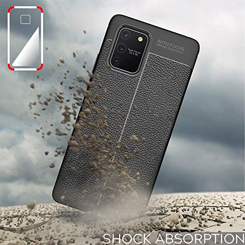 NALIA Design Cover Compatible with Samsung Galaxy S10 Lite Case, Leather Look Skin Stylisch Protective Silicone Phonecase, Slim Shockproof Rugged Bumper Anti-Slip Mobile Soft Rubber Coverage - Black 2